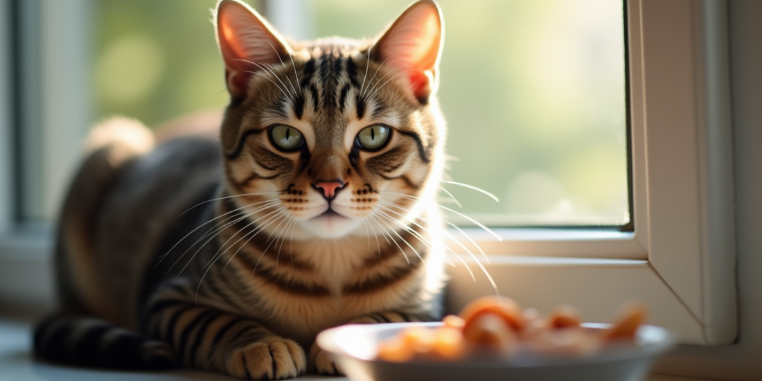 Chat domestique fatigué sur la fenêtre en lumière douce