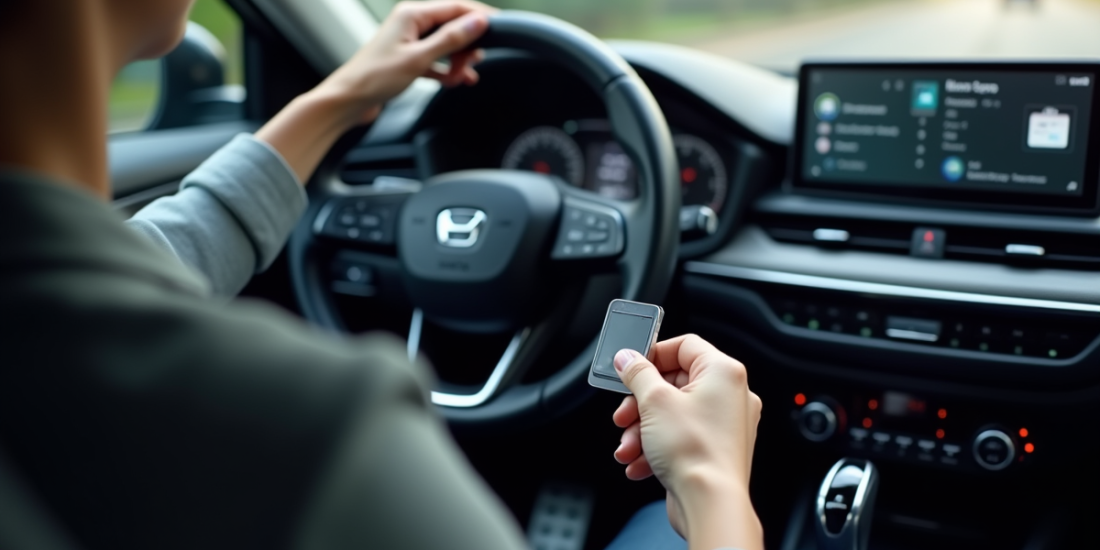 Personne utilisant une carte de sécurité dans une voiture moderne