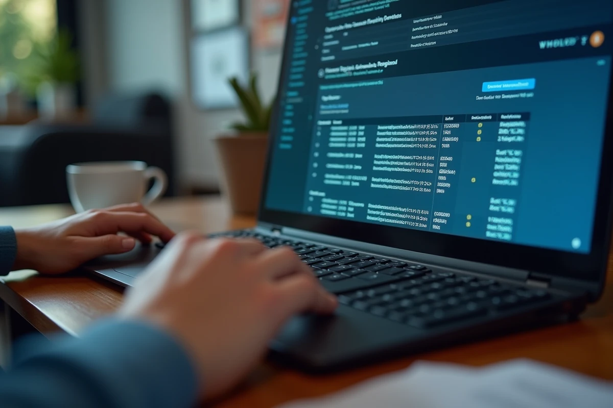 Écran d'ordinateur affichant une recherche WHOIS sur un nom de domaine redirigé vers un parti politique français