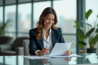 Femme d affaires confiante dans un bureau moderne