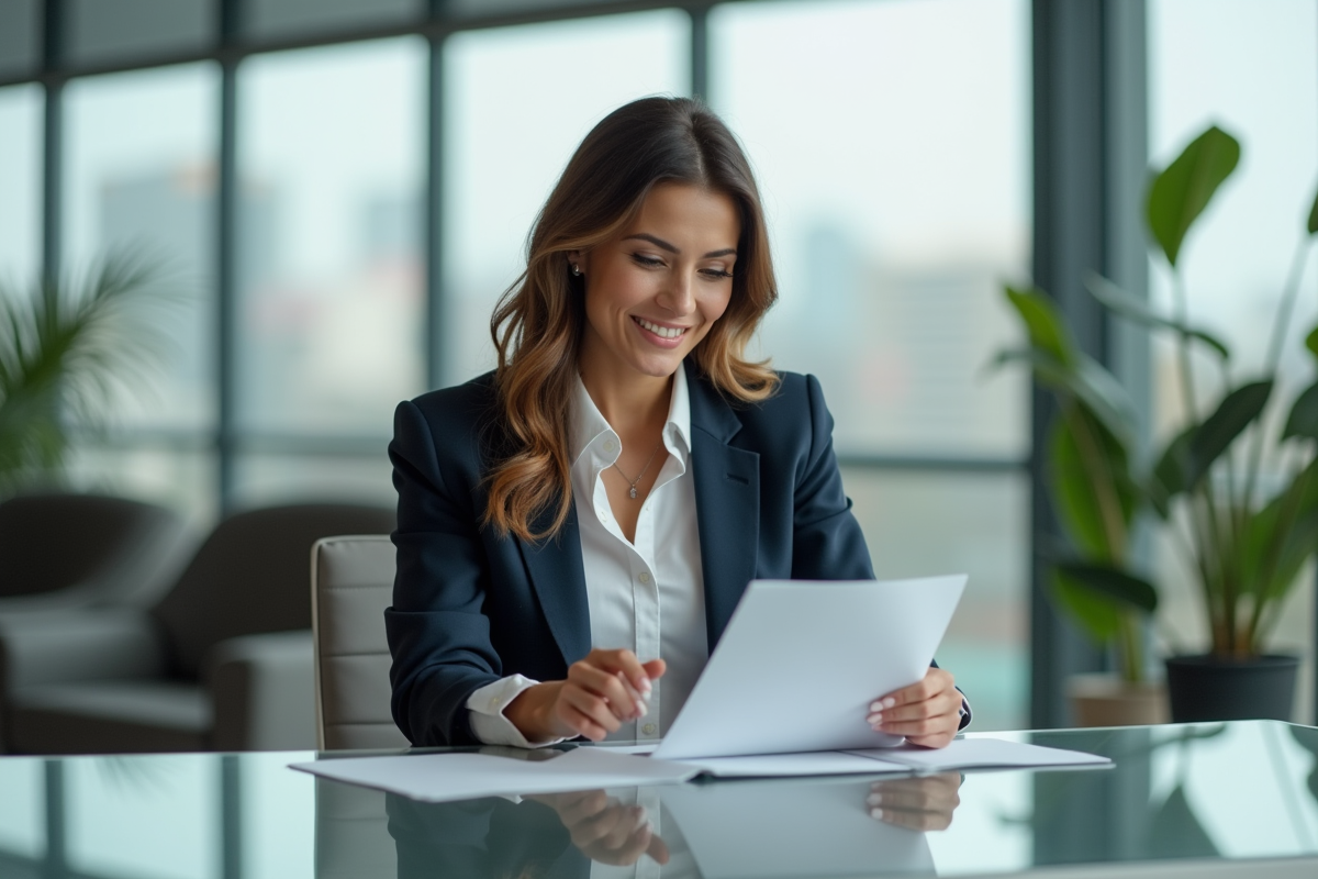 Femme d affaires confiante dans un bureau moderne