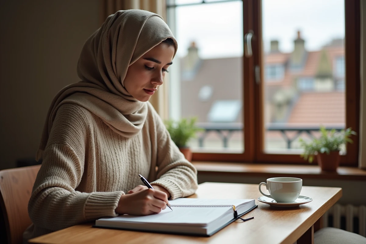 Jeune femme notant l