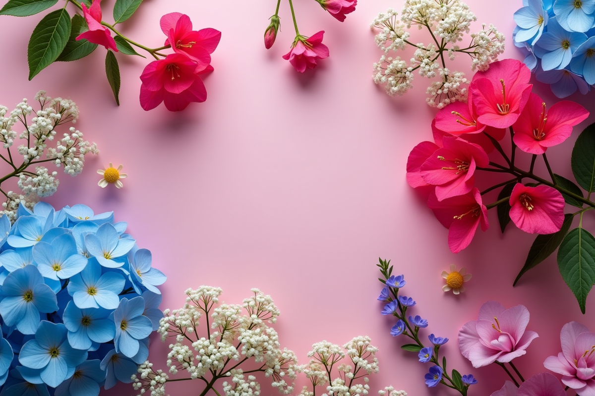 Fleurs bicolores et délicates sur fond neutre
