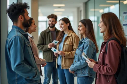 Groupe de jeunes adultes à la clinique de santé