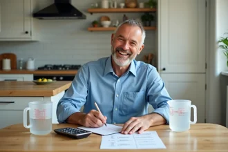 Homme moyenâgeux note un résultat dans un carnet