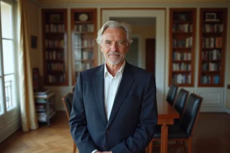 Homme français de 63 ans dans un appartement parisien élégant