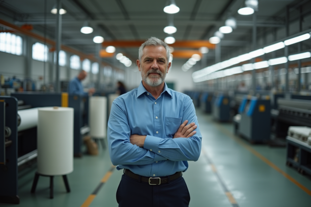 Manager textile homme dans une usine moderne