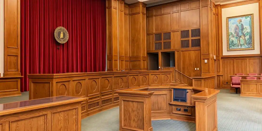 architectural photography of trial court interior view