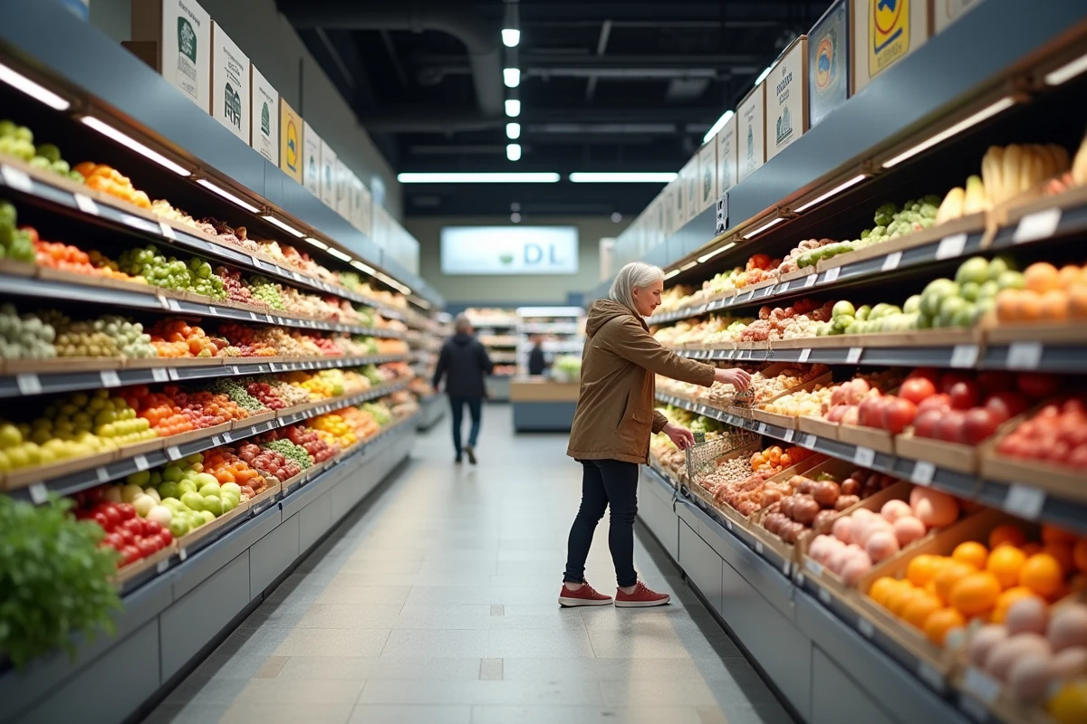 Intérieur rénové d'un supermarché Lidl avec rayons modernes et nouveau sol en 2026
