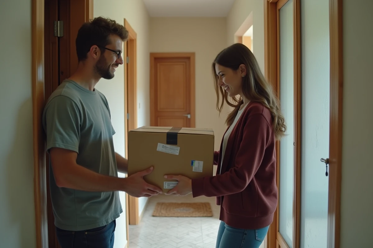 Livraison d'un colis acheté sur le Bon Coin italien à une femme devant son appartement en France