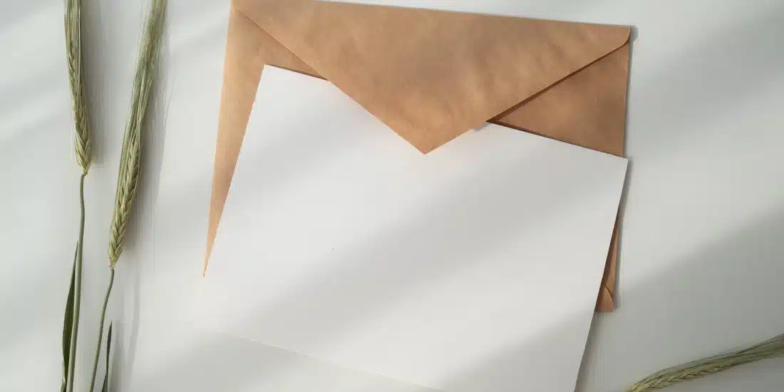 white paper and brown envelope